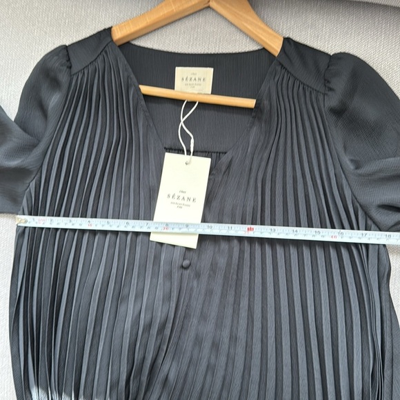 Sezane Black Pleated Dress Size 4 - Picture 8 of 10